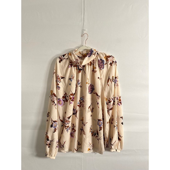 Ann Taylor • NWT Mock Neck Floral Blouse Shirt Cream Womens XXL - Picture 2 of 8